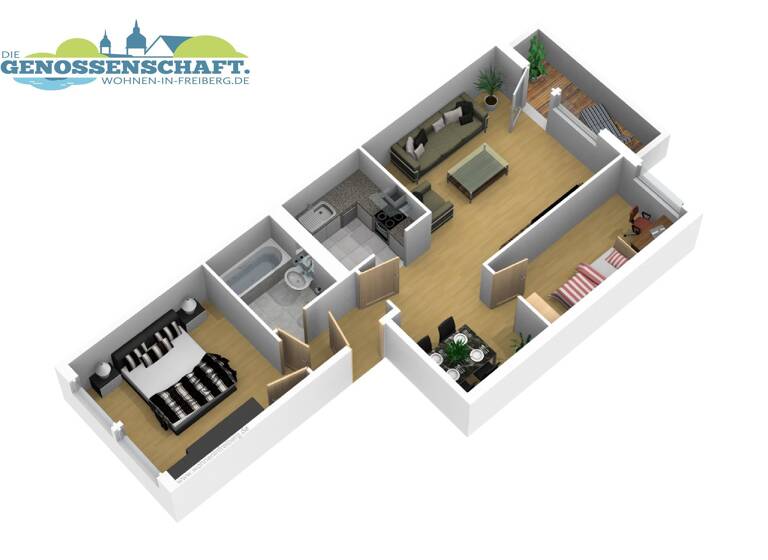 Wohnung zur Miete 379 € 3 Zimmer 55,3 m²<br/>Wohnfläche 3.<br/>Geschoss Am Mühlteich 11 Freiberg Freiberg 09599