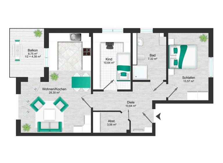 Wohnung zur Miete - Erstbezug 950 € 3 Zimmer 79 m² 1. Geschoss frei ab 01.05.2026 Delitzsch 04509