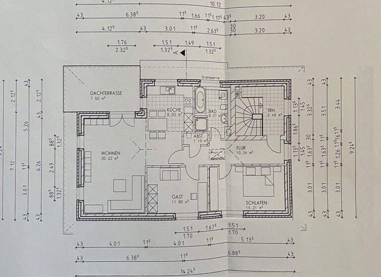 Penthouse zur Miete 950 € 3 Zimmer 93 m² frei ab 01.05.2026 Barrien Syke / Barrien 28857