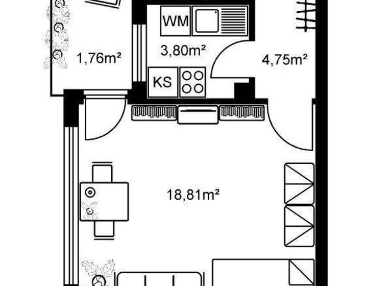 Studio zur Miete 515 € 1 Zimmer 32,7 m² 1. Geschoss Breslauer Straße 11 Bad Vilbel 61118
