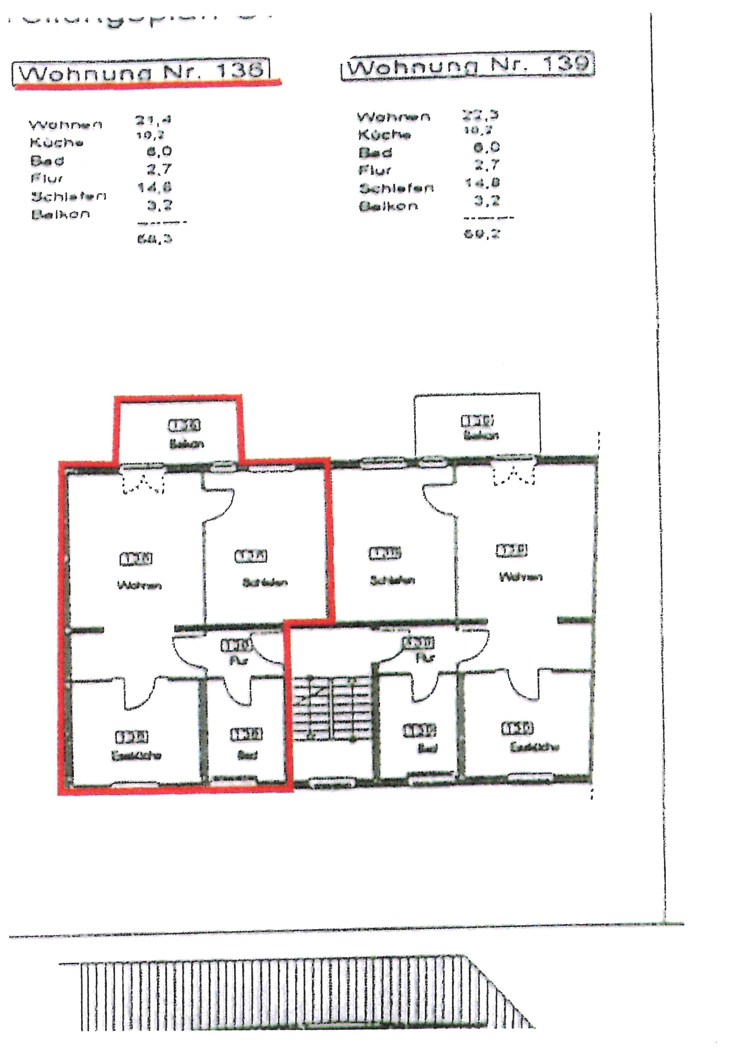 Wohnung zum Kauf 74.000 € 2 Zimmer 58,3 m²<br/>Wohnfläche 2.<br/>Geschoss ab sofort<br/>Verfügbarkeit Eisenach Eisenach 99817