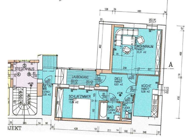 Wohnung zur Miete 768 € 2 Zimmer 62 m² 2. Geschoss Jakoministraße Jakomini Graz 8010
