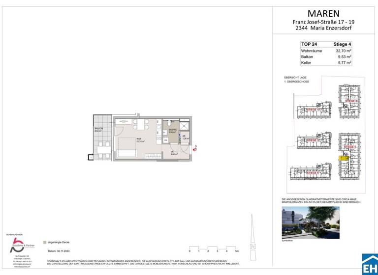Studio zum Kauf 232.400 € 1 Zimmer 32,7 m² 1. Geschoss Franz Josef-Straße Maria Enzersdorf 2344