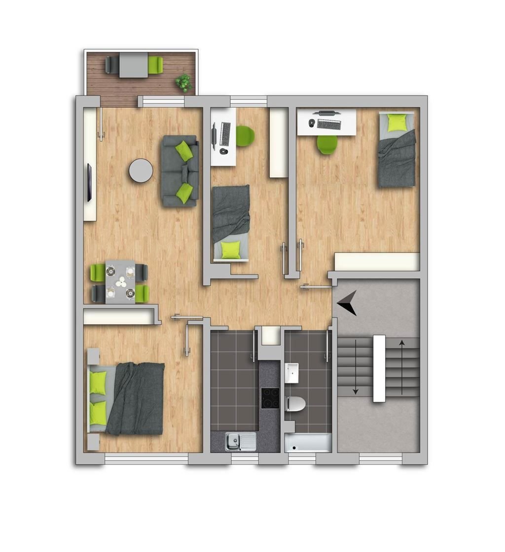 Wohnung zur Miete 370 € 4 Zimmer 68,1 m²<br/>Wohnfläche 3.<br/>Geschoss Straße der Stahlwerker 17 Crossen Crossen an der Elster 07613