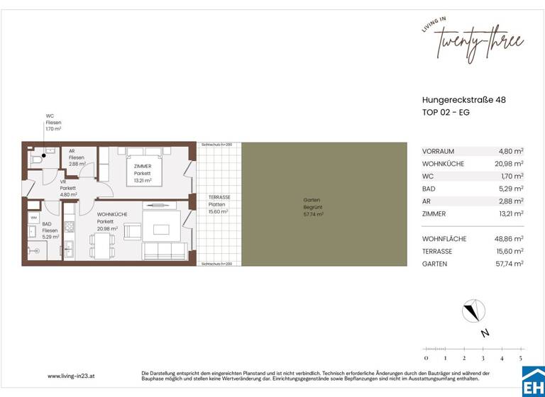 Wohnung zum Kauf - Erstbezug 307.192 € 2 Zimmer 48,9 m² EG Hungereckstraße Wien 1230