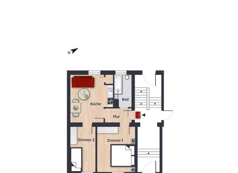 Wohnung zur Miete 419 € 2 Zimmer 46,8 m² EG frei ab 01.04.2026 Lönsstr. 9 Innenstadt Wolfsburg 38440