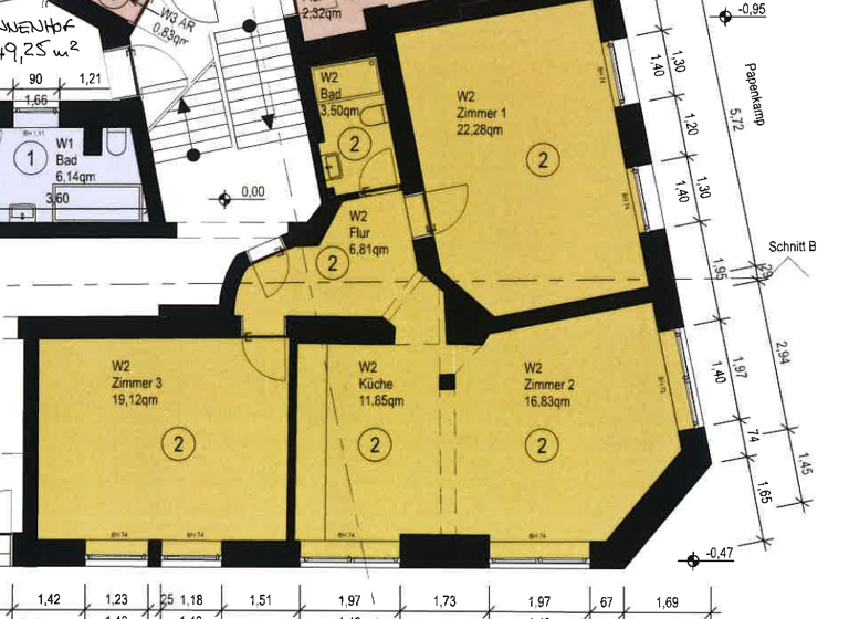Wohnung zur Miete 1.205 € 3 Zimmer 80,4 m² EG frei ab sofort Von-der-Tann-Straße 24 Südfriedhof Kiel 24114