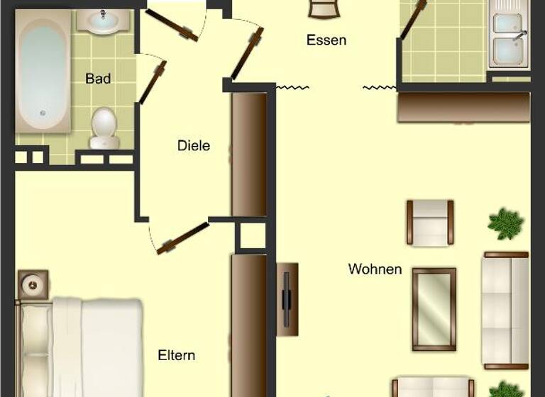 Wohnung zur Miete 659 € 2 Zimmer 56 m² 2. Geschoss frei ab 01.06.2026 Tegeler Straße 7 Monheim 40789