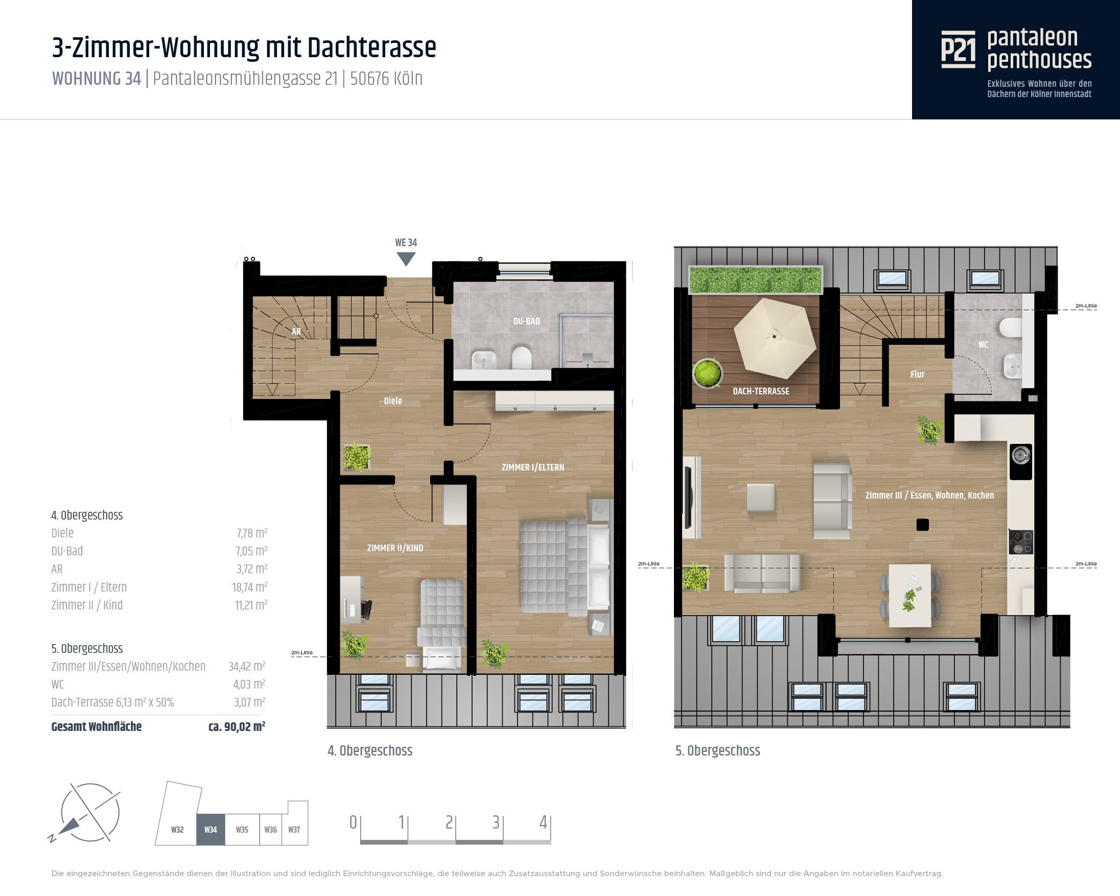 Maisonette zum Kauf provisionsfrei 750.000 € 3 Zimmer 90 m²<br/>Wohnfläche Altstadt - Süd Köln 50676