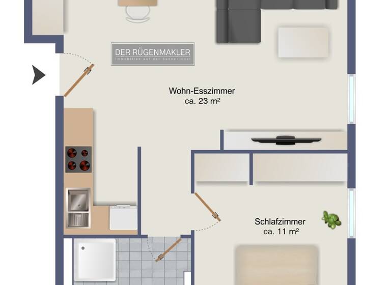 Wohnung zum Kauf 120.000 € 2 Zimmer 40,6 m²<br/>Wohnfläche Dachgeschoss<br/>Geschoss Nonnevitz Dranske / Bakenberg 18556