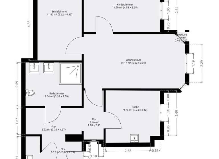 Wohnung zur Miete 615 € 3 Zimmer 82,6 m² EG Forst-Stadt Forst (Lausitz) 03149