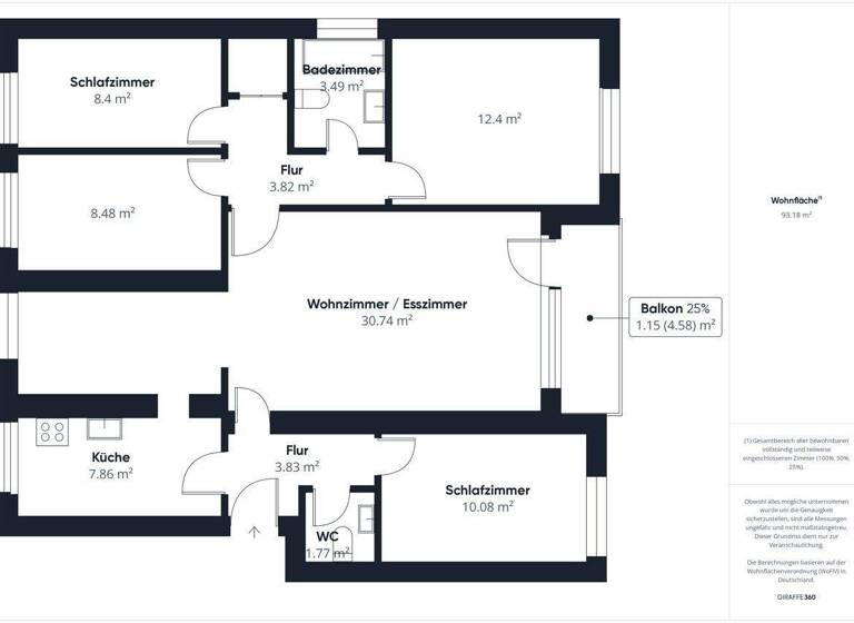 Wohnung zum Kauf 109.990 € 5 Zimmer 93 m² 2. Geschoss Wettinerallee 36 Innenstadt Minden 32425