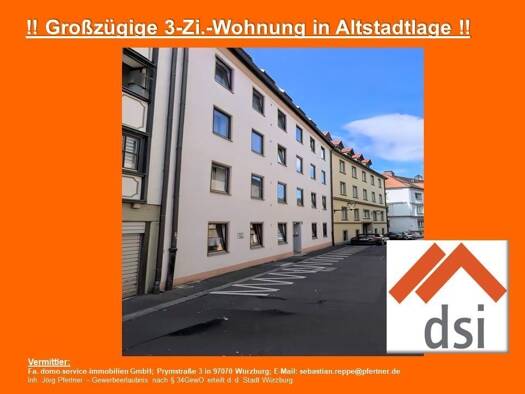 Wohnung zur Miete 650 € 3 Zimmer 68 m² 3. Geschoss frei ab 01.12.2026 Untere Johannitergasse 10 Altstadt Würzburg 97070