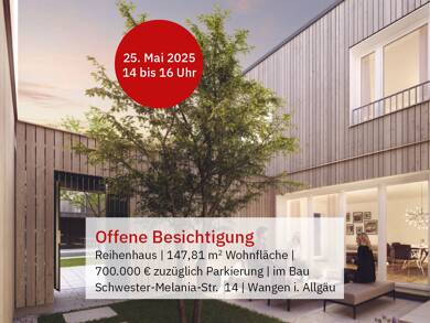 Reihenmittelhaus zum Kauf - Neubau provisionsfrei 715.000 € 5 Zimmer 147,8 m² 147 m² Grundstück Schwester-Melania-Straße 14 Wangen Wangen im Allgäu 88239