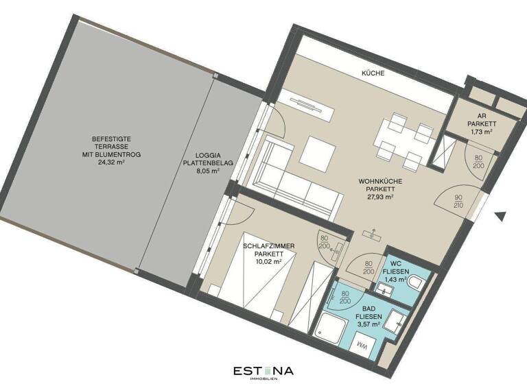 Wohnung zum Kauf - Erstbezug 360.000 € 2 Zimmer 44,7 m² EG Linzer Straße Wien 1140