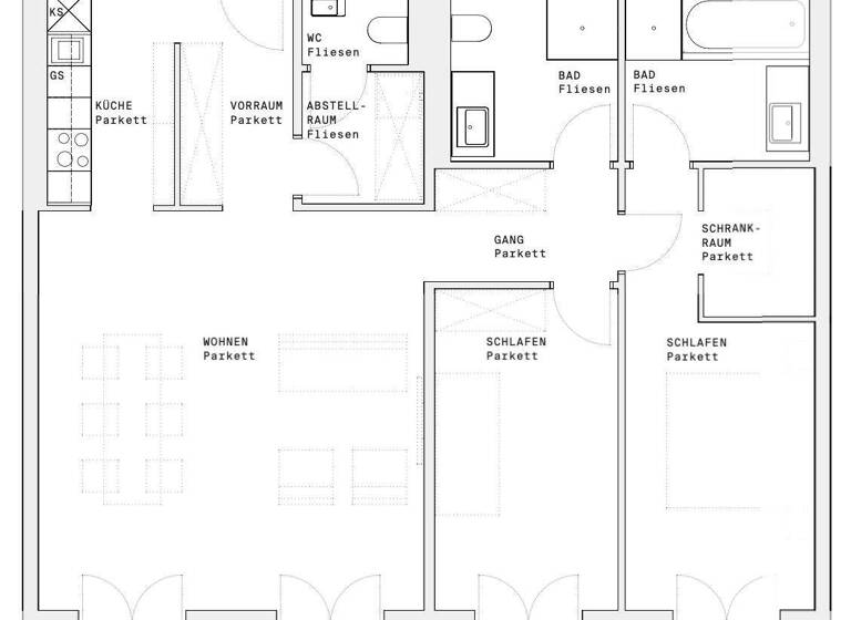 Wohnung zur Miete - Erstbezug 1.834 € 3 Zimmer 92 m² 11. Geschoss Wien 1220