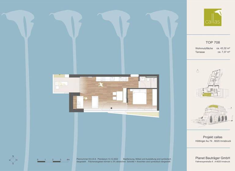 Wohnung zum Kauf 458.000 € 2 Zimmer 43,3 m² 7. Geschoss Hötting Innsbruck 6020