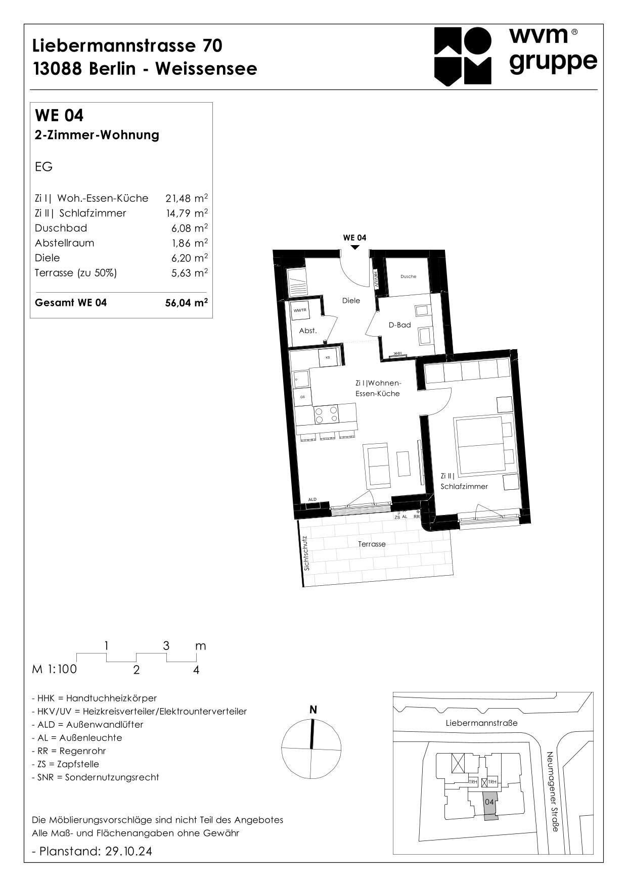 Wohnung zum Kauf provisionsfrei 385.000 € 2 Zimmer 56 m²<br/>Wohnfläche EG<br/>Geschoss Liebermannstraße 70 Weißensee Berlin 13088