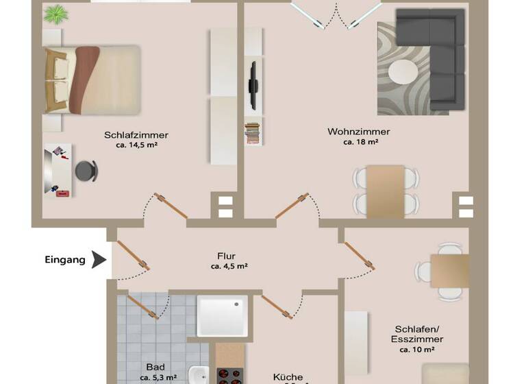 Wohnung zur Miete 599 € 3 Zimmer 59,5 m² 2. Geschoss frei ab 01.05.2026 An der Fuhne 2 Wolfen Bitterfeld-Wolfen 06766