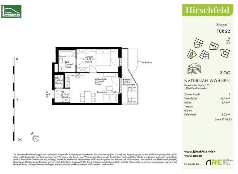Wohnung zum Kauf - Erstbezug provisionsfrei 285.000 € 2 Zimmer 46,8 m² 3. Geschoss Gerasdorfer Straße 105 Wien 1210