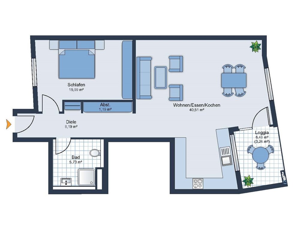 Wohnung zur Miete 1.015 € 2 Zimmer 74,9 m²<br/>Wohnfläche 1.<br/>Geschoss Blankenloch Stutensee / Blankenloch 76297