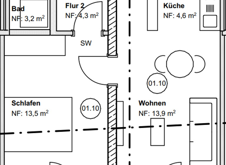 Wohnung zur Miete - Neubau 880 € 2 Zimmer 46 m²<br/>Wohnfläche 1.<br/>Geschoss ab sofort<br/>Verfügbarkeit Fellbach Fellbach 70734