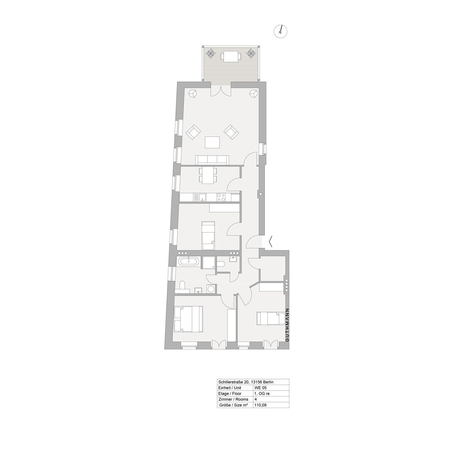 Wohnung zum Kauf 444.000 € 4 Zimmer 110,1 m²<br/>Wohnfläche 1.<br/>Geschoss Rosenthal Berlin 13156