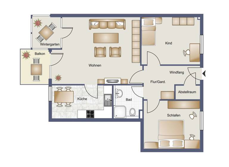 Wohnung zum Kauf 199.000 € 3 Zimmer 76 m² 1. Geschoss Innenstadt Osnabrück 49074