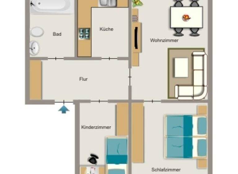Wohnung zur Miete 458 € 3,5 Zimmer 53,2 m² 1. Geschoss Lessingstraße 34 Mitte Bergkamen 59192
