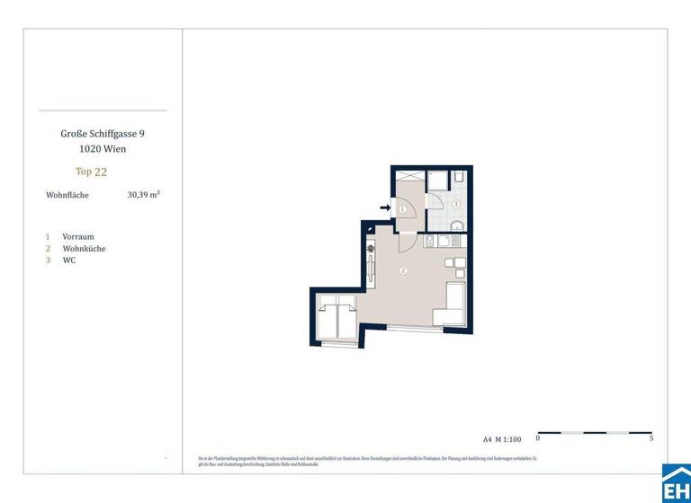 Studio zum Kauf - Erstbezug 310.000 € 1 Zimmer 30,4 m² 6. Geschoss Große Schiffgasse Wien 1020