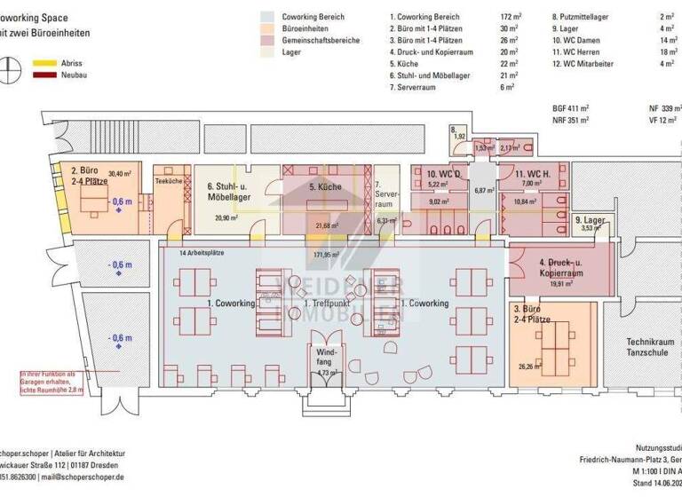 Praxis zur Miete provisionsfrei 200 m² Bürofläche teilbar ab 200 m² Friedrich-Naumann-Platz 3 Untermhaus Gera 07548