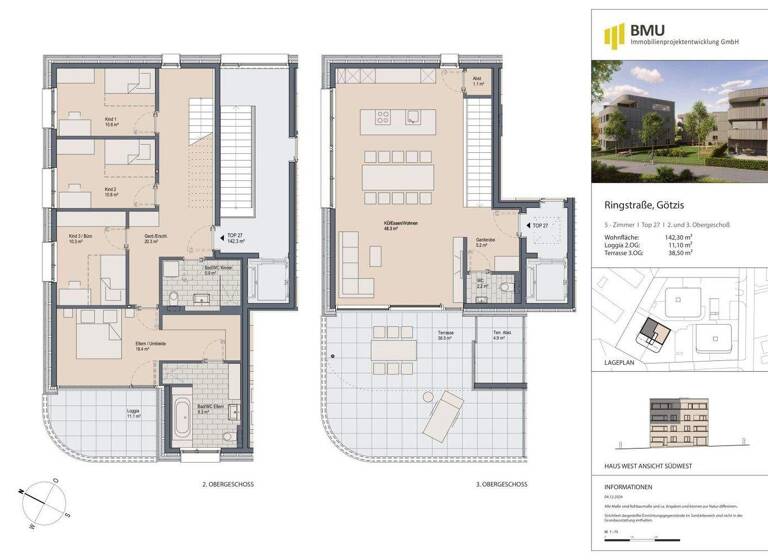 Maisonette zum Kauf - Erstbezug 1.190.000 € 5 Zimmer 142,3 m² 3. Geschoss frei ab 01.05.2027 Ringstraße 61 Götzis 6840