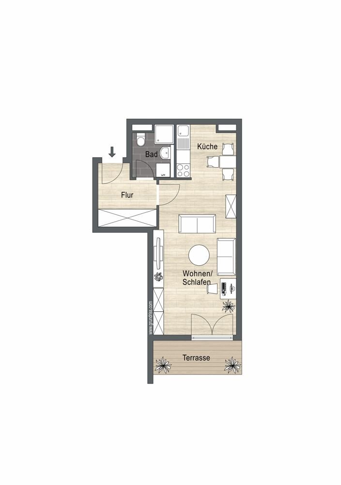 Wohnung zum Kauf 169.900 € 1 Zimmer 41,7 m²<br/>Wohnfläche Rennweg Würzburg 97072