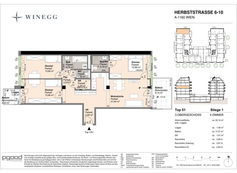 Wohnung zum Kauf - Erstbezug 660.400 € 4 Zimmer 91,7 m² 3. Geschoss Herbststraße 6-10 Wien 1160