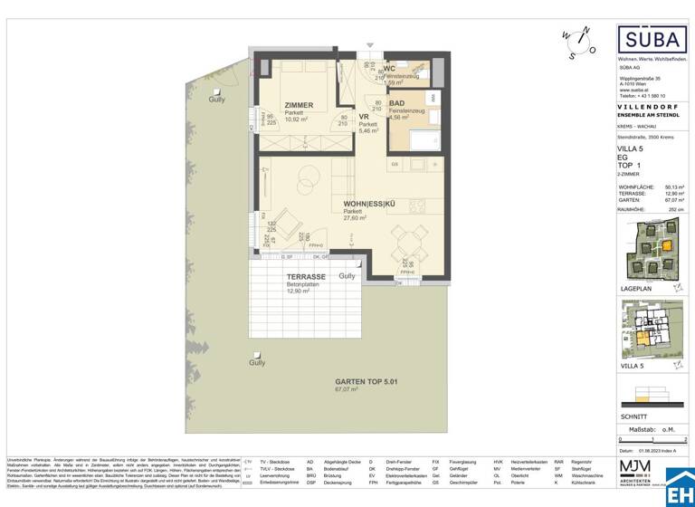Wohnung zum Kauf - Erstbezug 296.000 € 2 Zimmer 50,1 m² EG Steindlstraße Krems an der Donau 3500