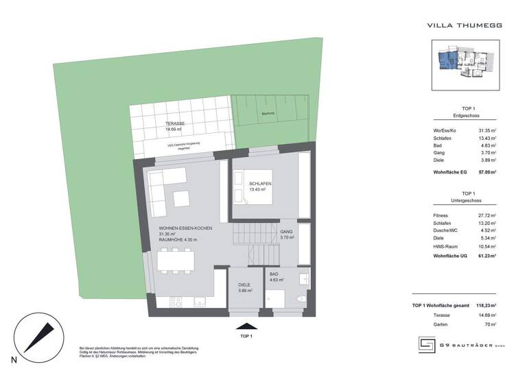 Loft zum Kauf provisionsfrei 1.190.000 € 3 Zimmer 118,2 m² EG Thumeggerstrasse 5 Morzg Salzburg(Stadt) 5020