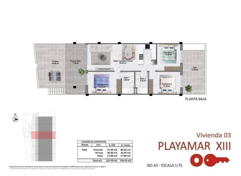 Terrassenwohnung zum Kauf provisionsfrei 299.900 € 4 Zimmer 87 m² Calle del Cristobal Colon 26-10 Pilar de la Horadada 03190