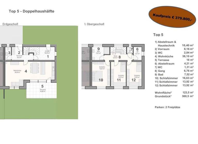 Doppelhaushälfte zum Kauf - Erstbezug 379.800 € 4 Zimmer 123 m² 360,5 m² Grundstück Allhartsberg / Kröllendorf 3365