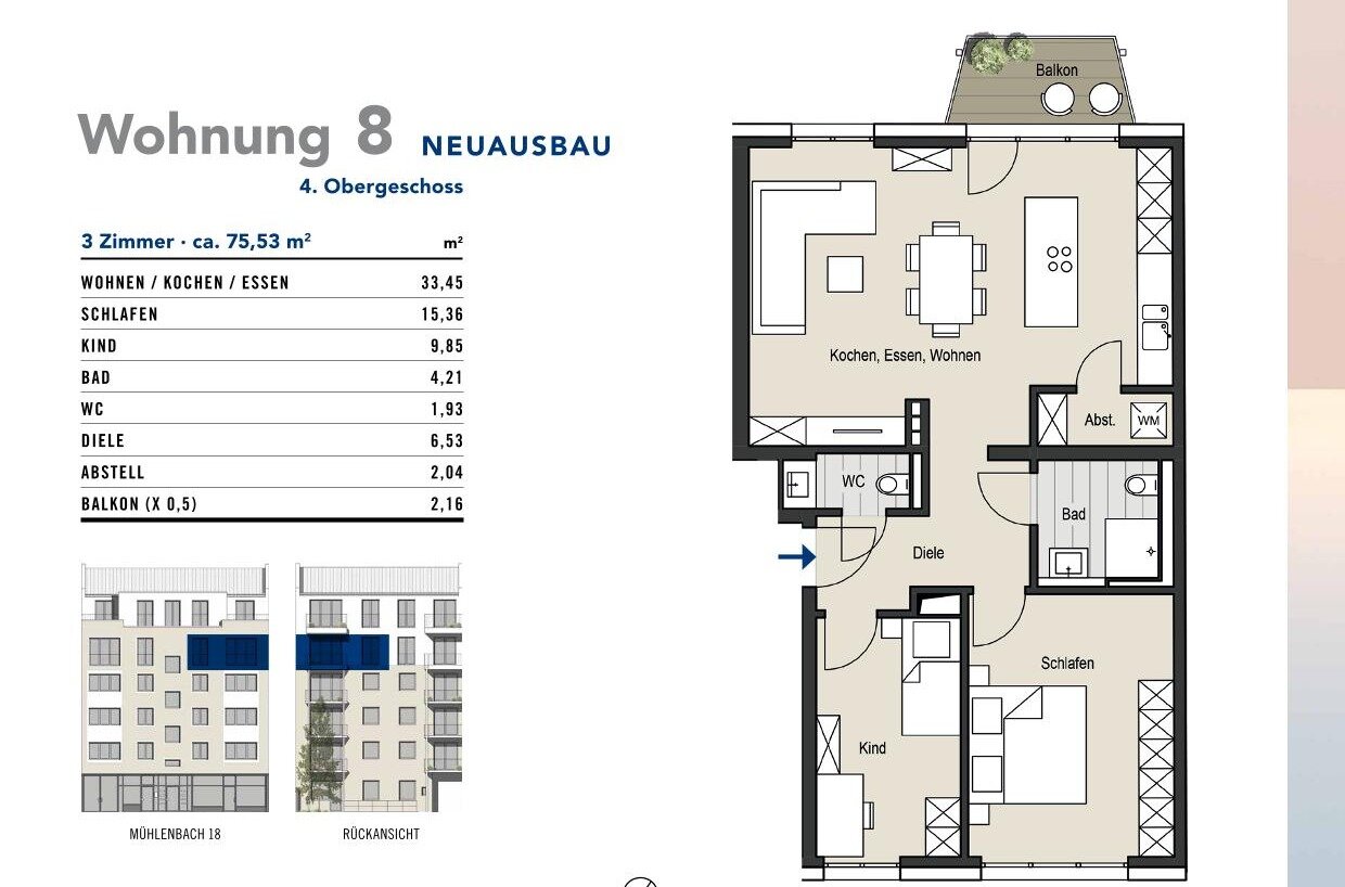 Wohnung zum Kauf provisionsfrei 521.000 € 3 Zimmer 75,5 m²<br/>Wohnfläche 4.<br/>Geschoss Mühlenbach 18 Altstadt - Süd Köln 50676