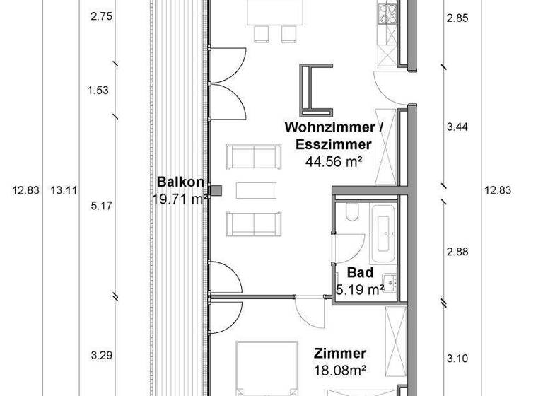 Wohnung zur Miete 2.250 € 2 Zimmer 77,3 m² 7. Geschoss frei ab sofort Zimmerstraße 94 Mitte Berlin 10117