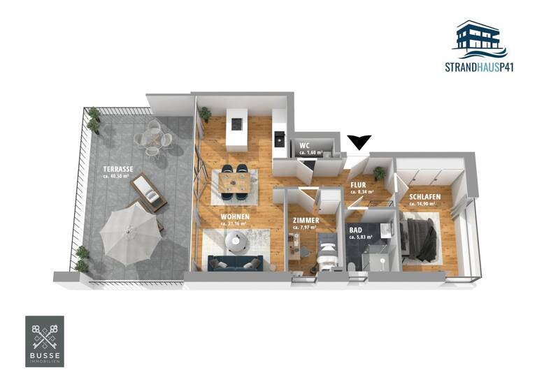 Penthouse zum Kauf provisionsfrei als Kapitalanlage geeignet 752.100 € 3 Zimmer 90,1 m² Promenade 41 Schönberger Strand Schönberg (Holstein) 24217