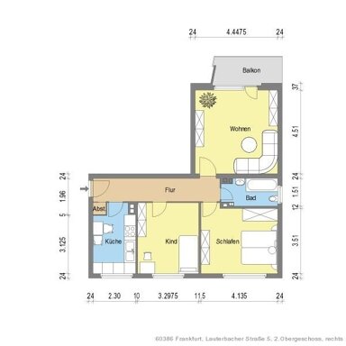 Wohnung zur Miete 829,65 € 3 Zimmer 68,7 m² 2. Geschoss frei ab 16.11.2024 Lauterbacher Str. 5 Fechenheim Frankfurt am Main 60386