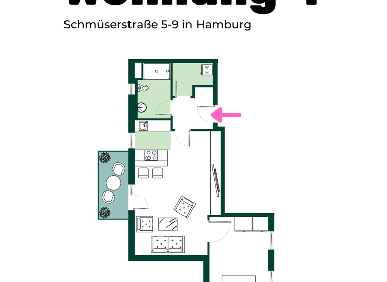Wohnung zur Miete - Erstbezug 1.540 € 2 Zimmer 63,3 m² 1. Geschoss frei ab sofort Wandsbek Hamburg 22041
