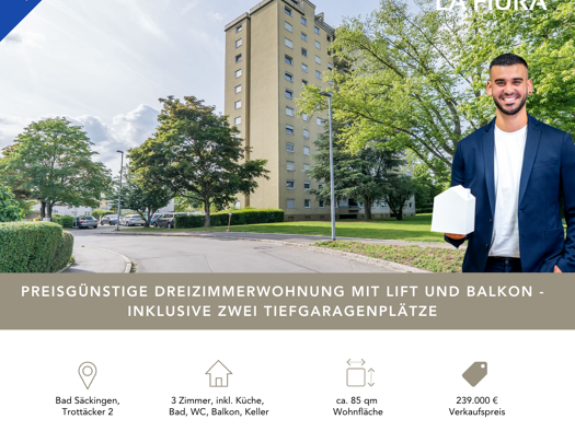 Wohnung zum Kauf 239.000 € 3,5 Zimmer 85,4 m² 4. Geschoss Trottäcker 2 Bad Säckingen 79713