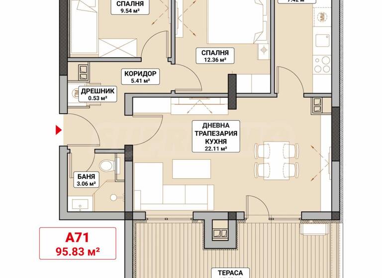 Studio zum Kauf 230.433 € 3 Zimmer 115,1 m² Sofia