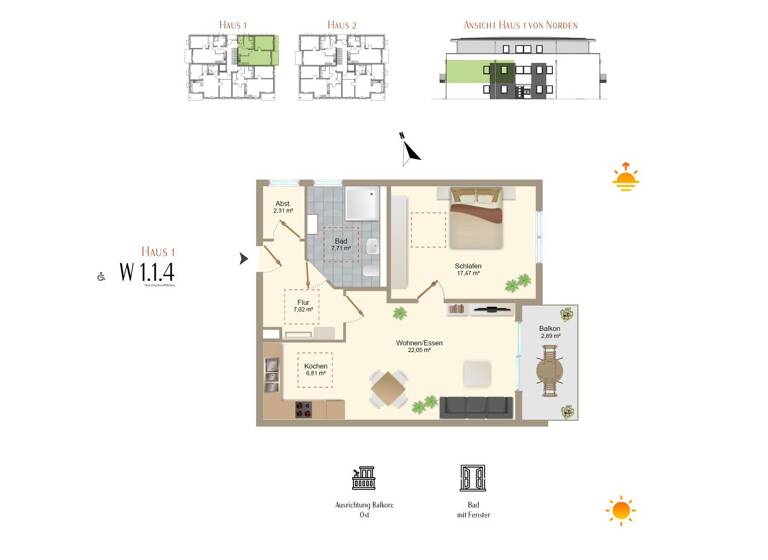 Wohnung zur Miete - Erstbezug 930 € 2 Zimmer 66,3 m² 1. Geschoss Zellerstraße 30 Zellerberg Rieden 87668