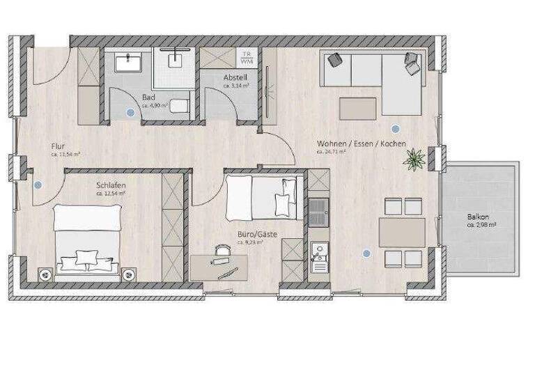 Wohnung zur Miete - Erstbezug 1.253 € 3 Zimmer 75 m² frei ab 01.12.2026 Metjendorfer Landstraße 23 A Metjendorf Wiefelstede 26215
