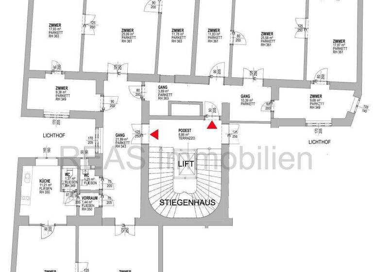 Büro zur Miete 14,80 € 10 Zimmer 235,8 m² Bürofläche Wien 1090