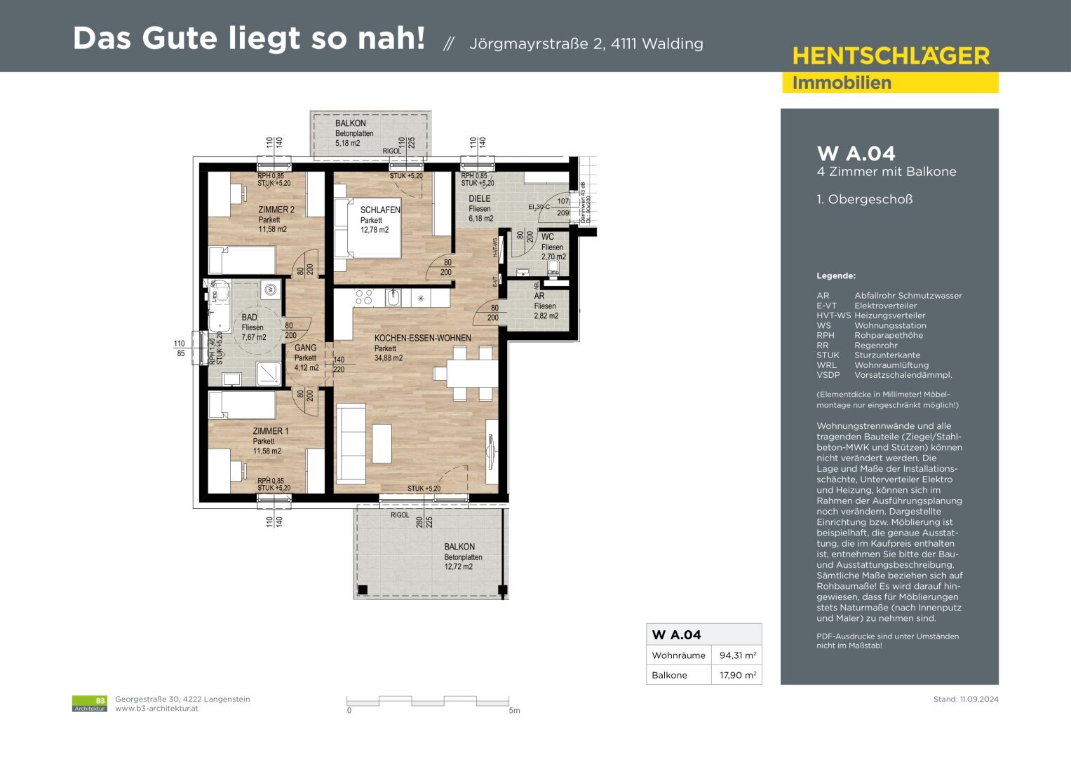 Wohnung zum Kauf 449.000 € 4 Zimmer 94,3 m²<br/>Wohnfläche Walding 4111