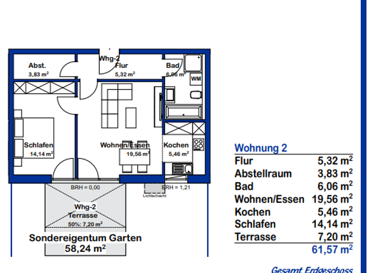Terrassenwohnung zum Kauf - Erstbezug 299.000 € 2 Zimmer 61,6 m² 3 Geschosse frei ab sofort Gunzenhausen 91710